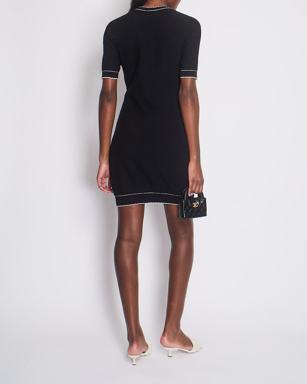 Chanel Black Round Neck No5 Logo Knitted Dress Size 36 (UK 8)