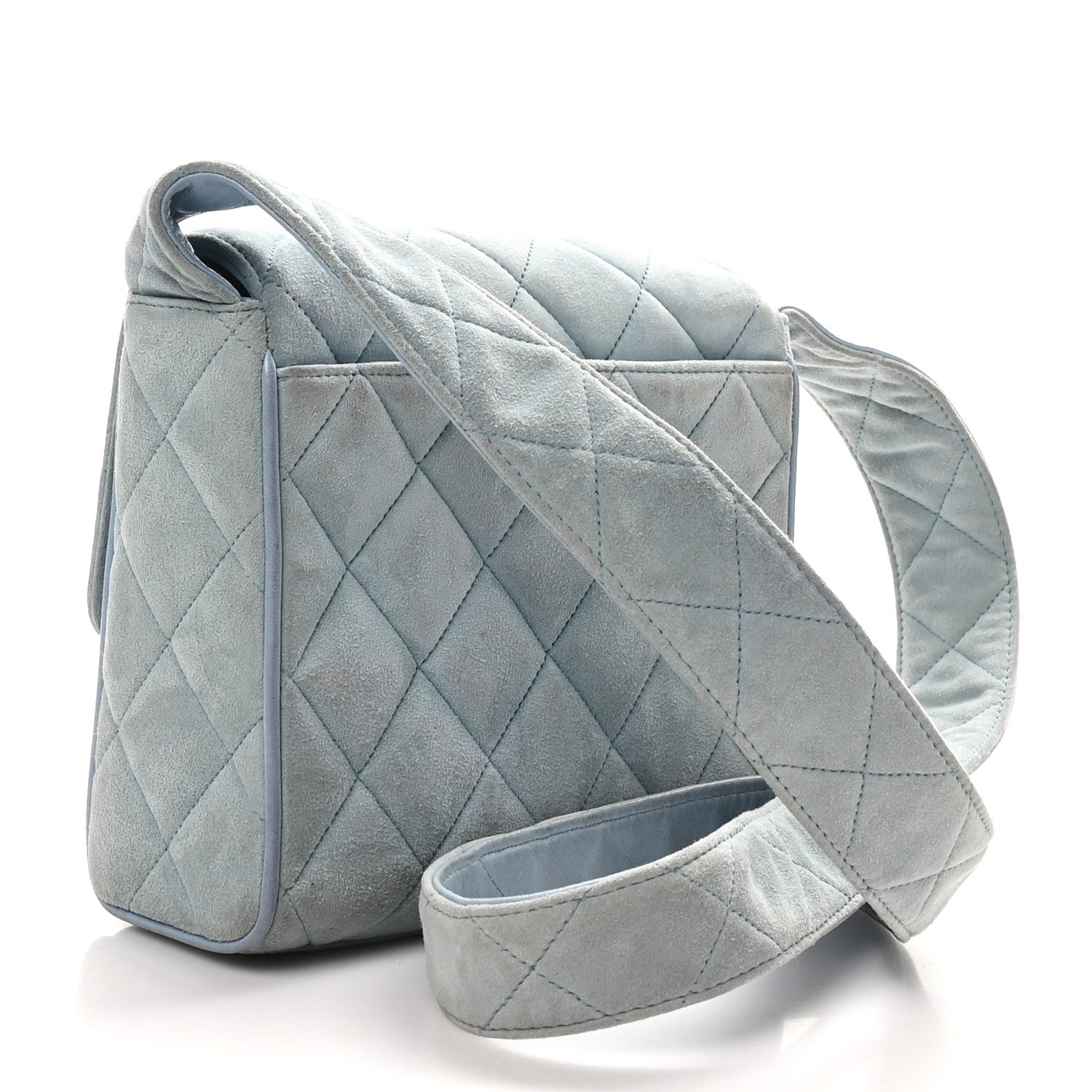 Chanel Suede Small Messenger Flap Light Blue