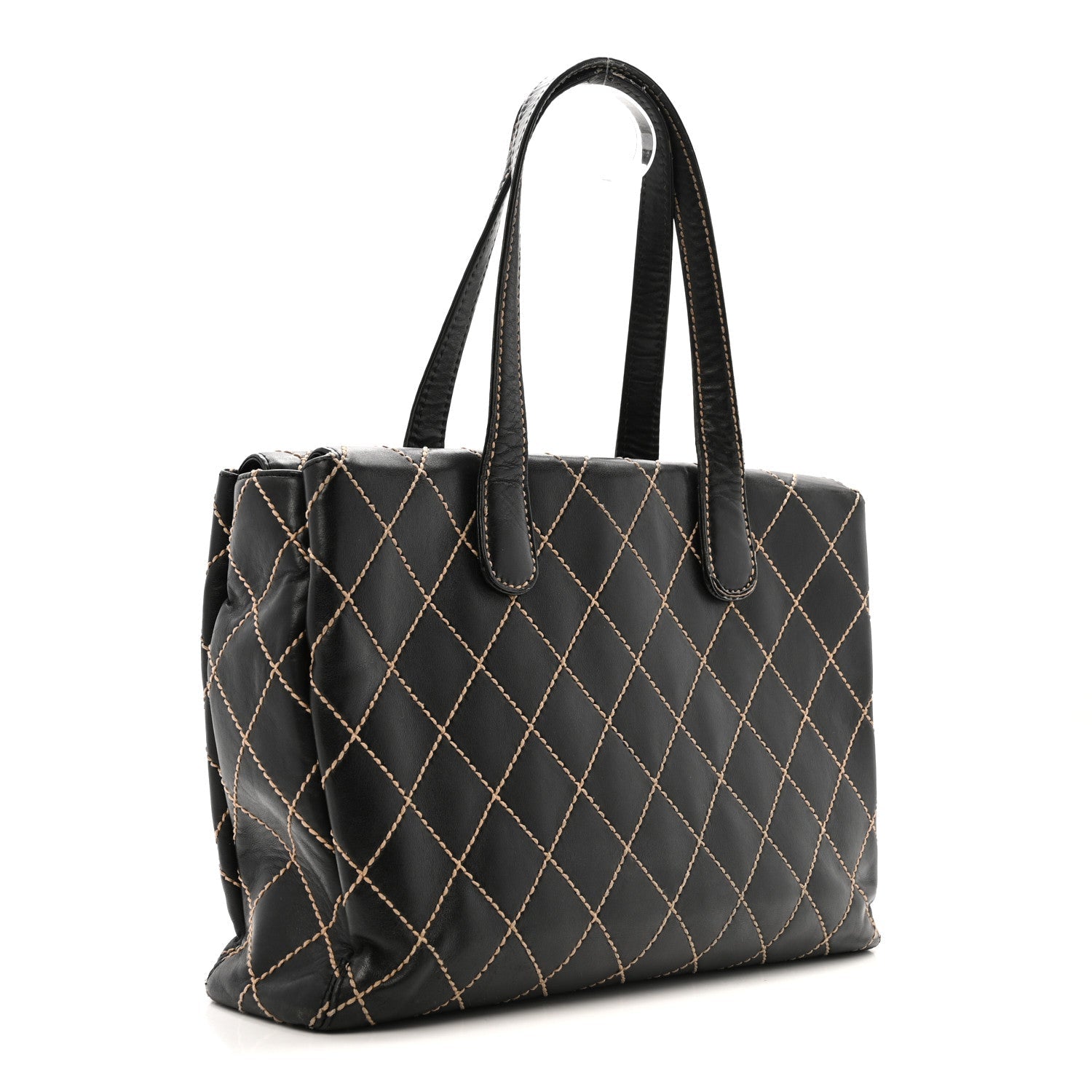 Chanel Calfskin Wild Stitch Large Tote Black