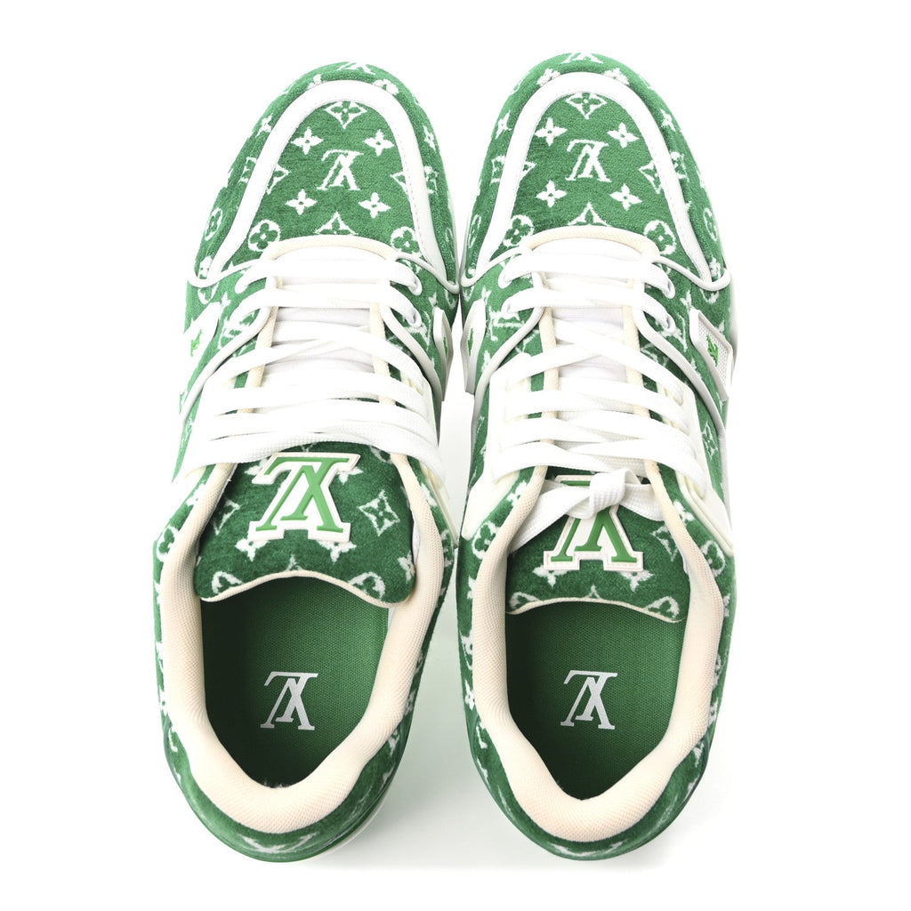 Louis Vuitton Jacquard Velvet Monogram Mens LV Trainer Sneakers 9 Vert