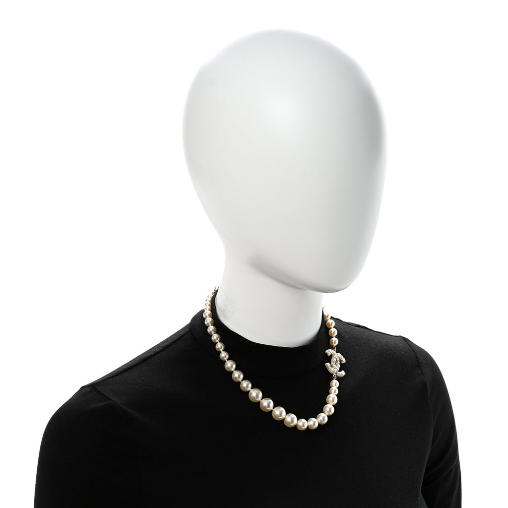 Pearl CC 100th Anniversary Necklace Light Gold