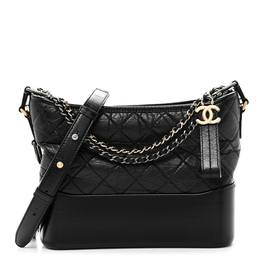 Chanel Aged Calfskin Quilted New Medium Gabrielle Hobo Black