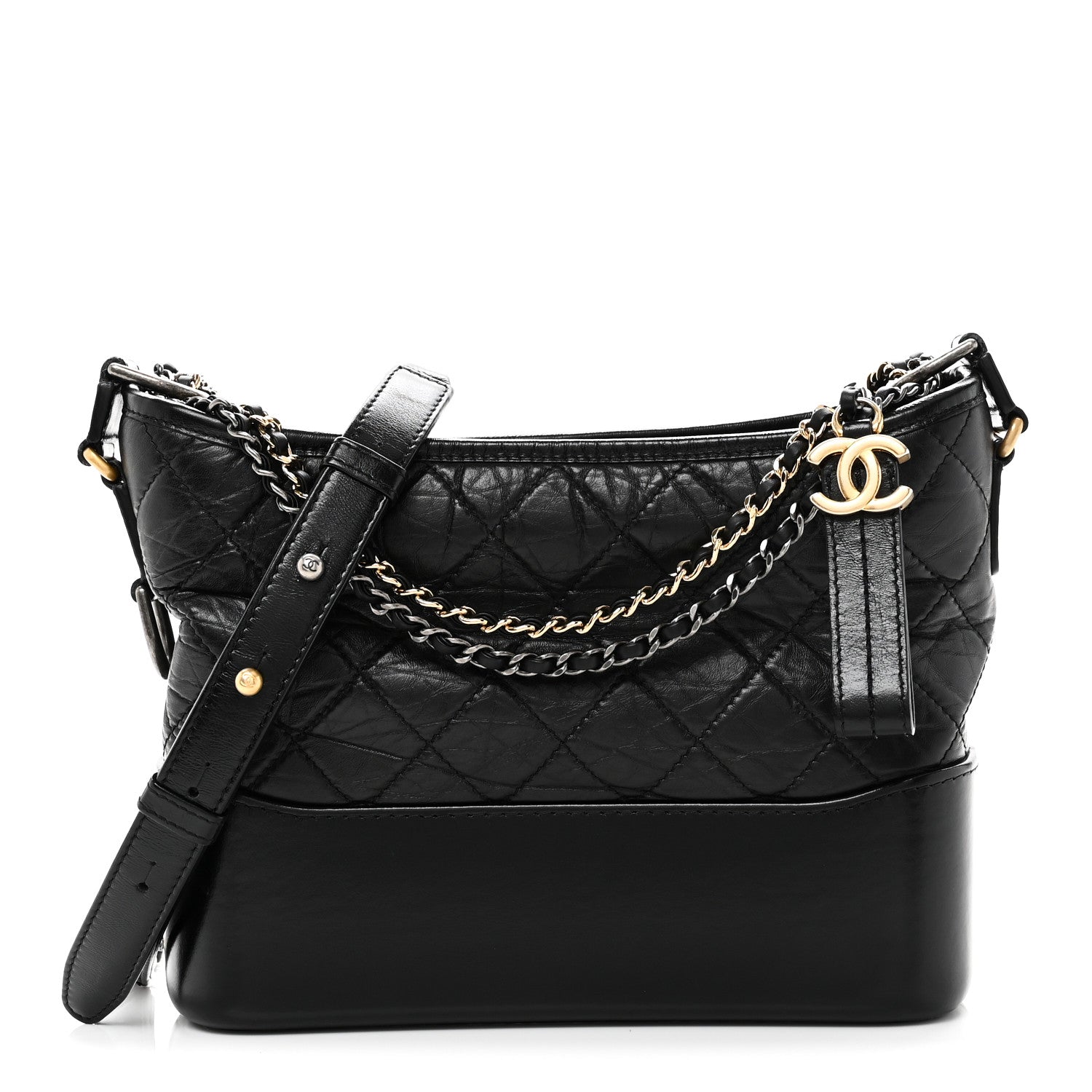 Chanel Aged Calfskin Quilted New Medium Gabrielle Hobo Black