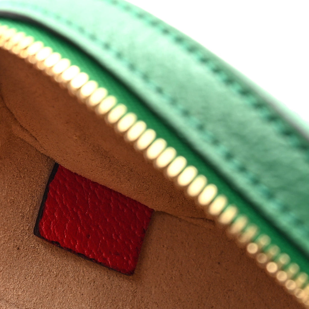 Gucci Textured Dollar Calfskin Retro Interlocking G Fruttini Strawberry Mini Crossbody Lobster Red Black New Acero
