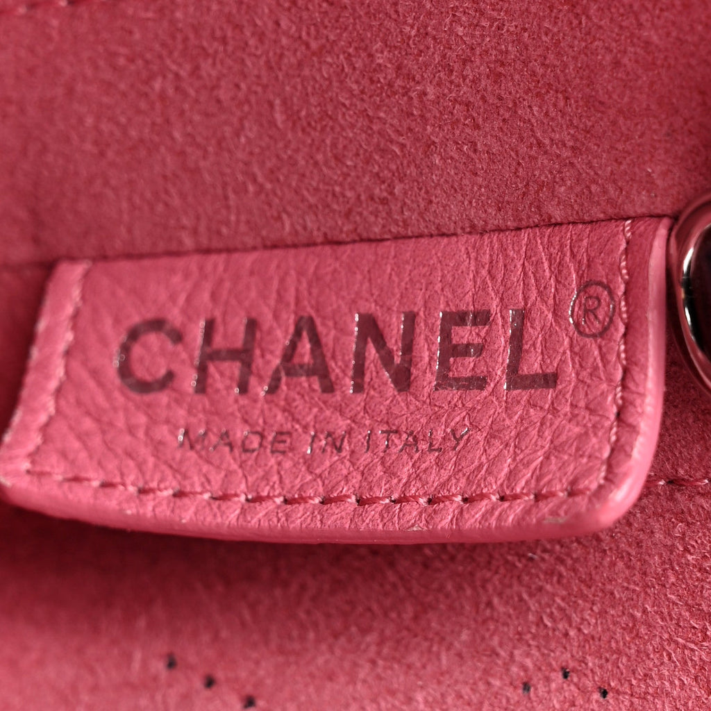 Chanel Calfskin Tweed Small Logo Eyelets Shopping Tote Navy Blue