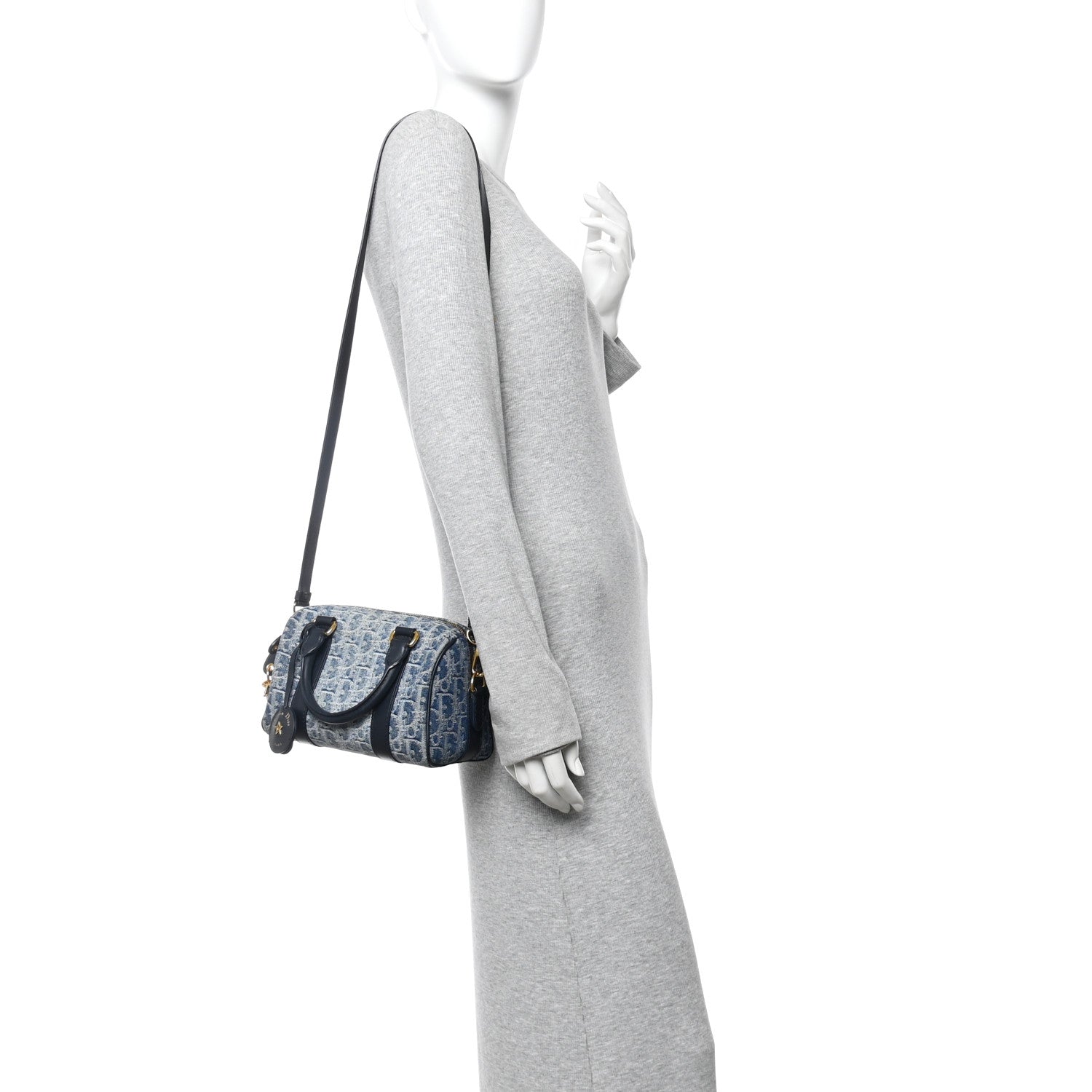 Christian Dior Denim Oblique Groove 20 Bag Blue