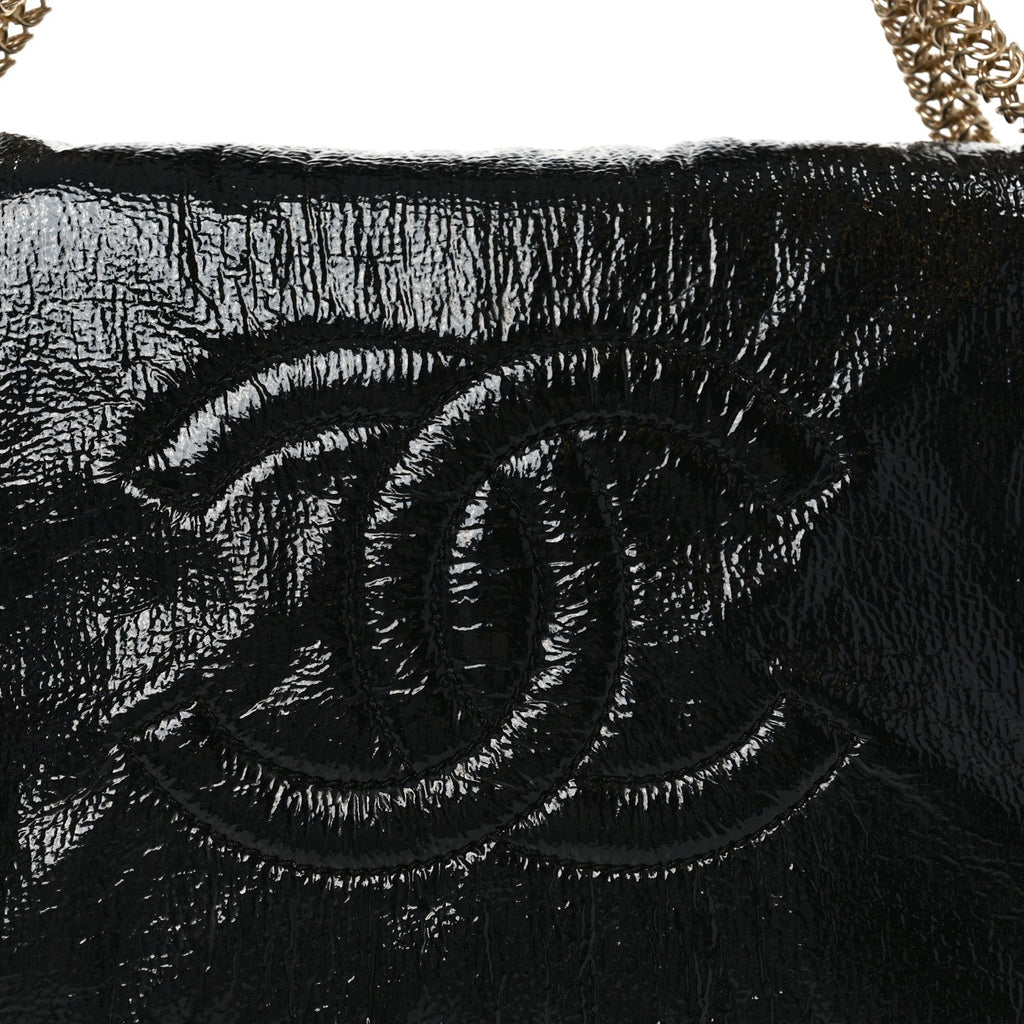 Chanel Vinyl Rodeo Accordion Flap Bag Black