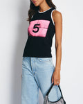 Chanel 21S Black and Pink No5 Tank Top Size FR 34 (UK 6)