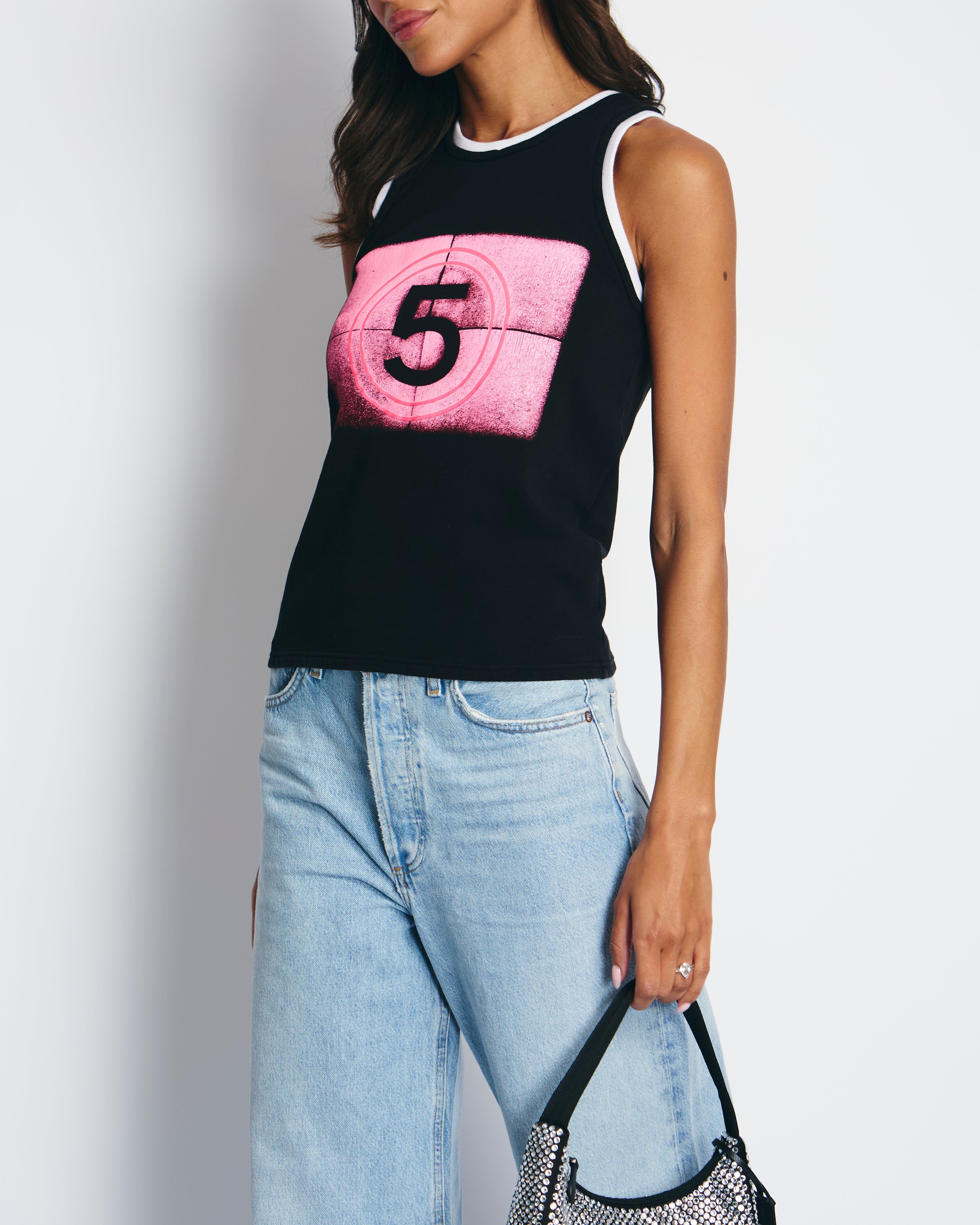 Chanel 21S Black and Pink No5 Tank Top Size FR 34 (UK 6)