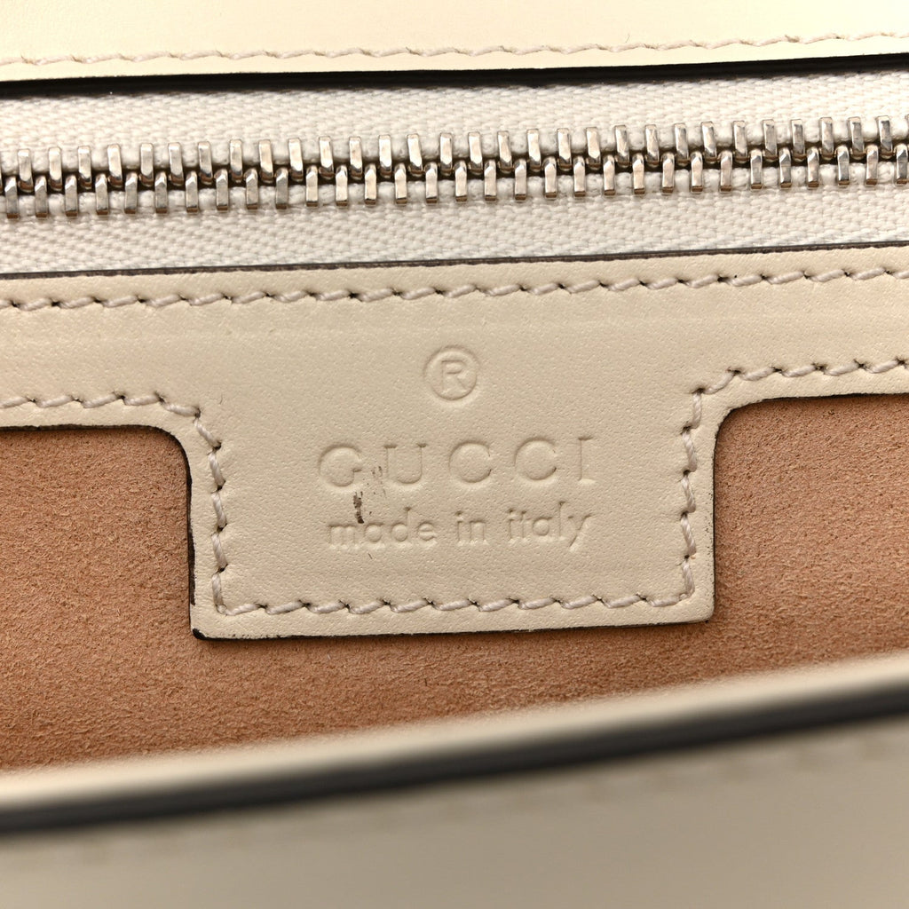 Gucci Senna Calfskin Petite GG Top Handle Shoulder Bag Mystic White