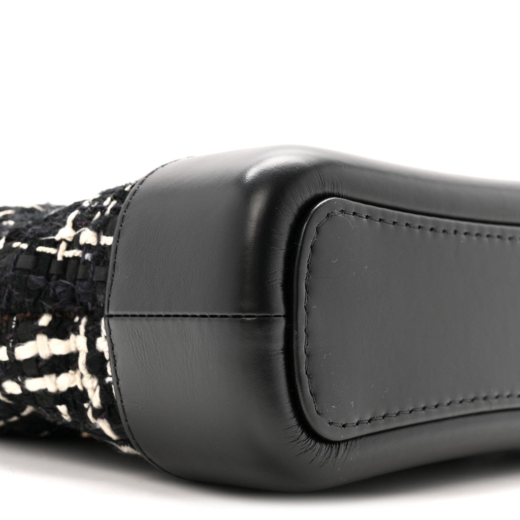 Chanel Tweed Calfskin Small Gabrielle Hobo Black White