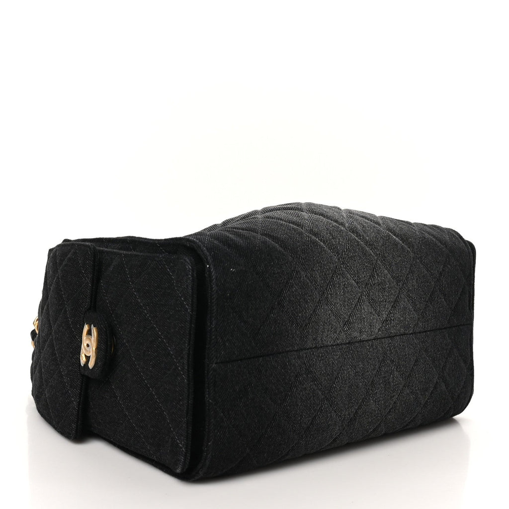 Chanel Washed Denim Quilted Small Chanel 25 Handbag Black