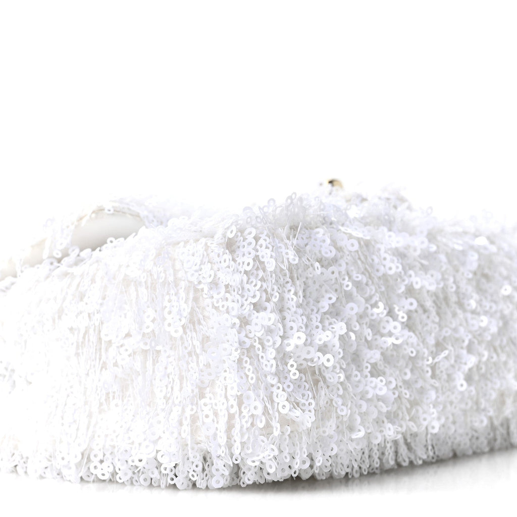 Chanel Sequin Mini Rectangular Flap White
