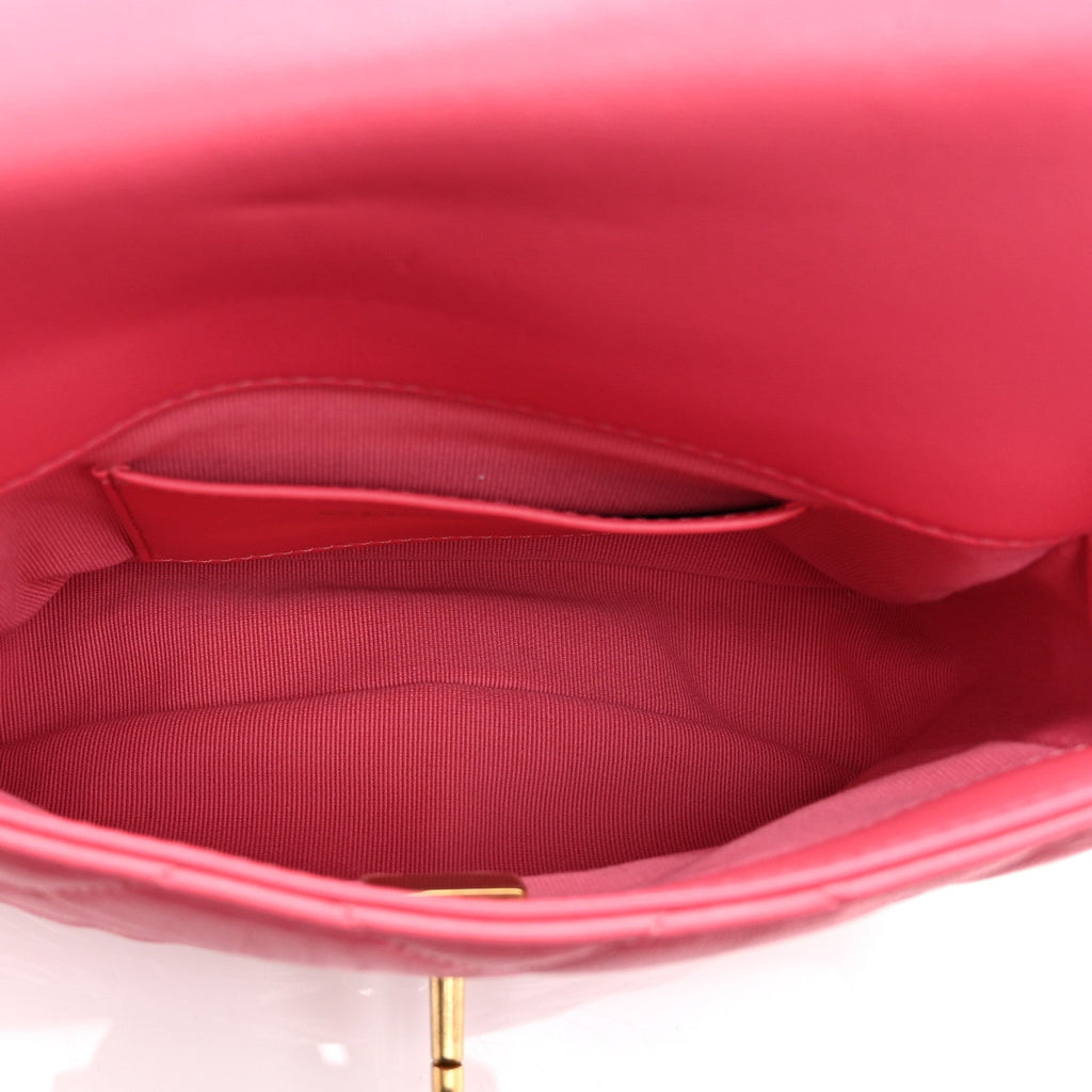 Chanel Lambskin Plexiglass Quilted Coco Love Mini Flap Pink