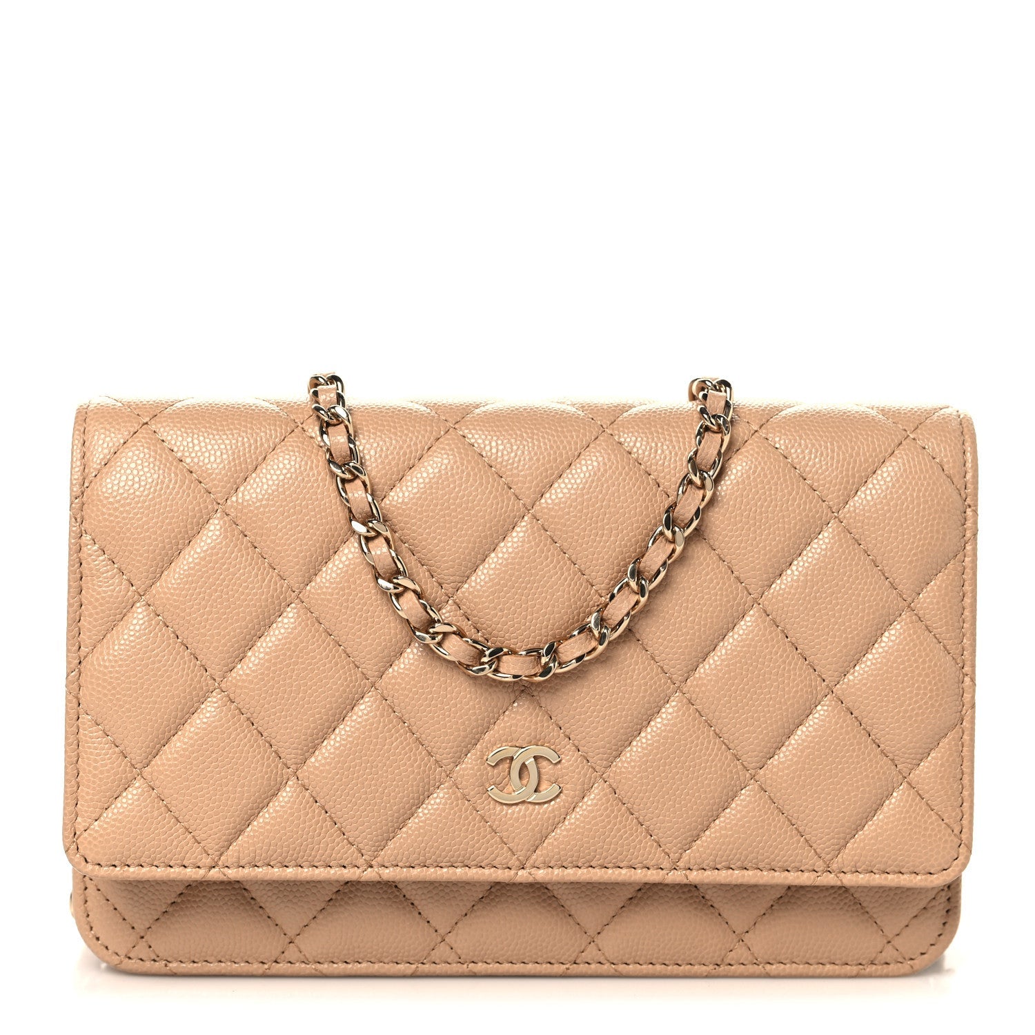 Chanel Caviar Quilted Wallet on Chain WOC Beige
