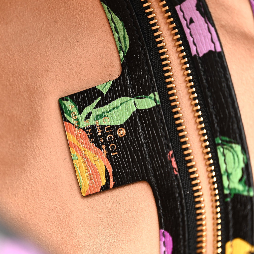 Gucci X KEN SCOTT New Shangai Calfskin Jenny Floral Print Small Jackie 1961 Hobo Black Pink