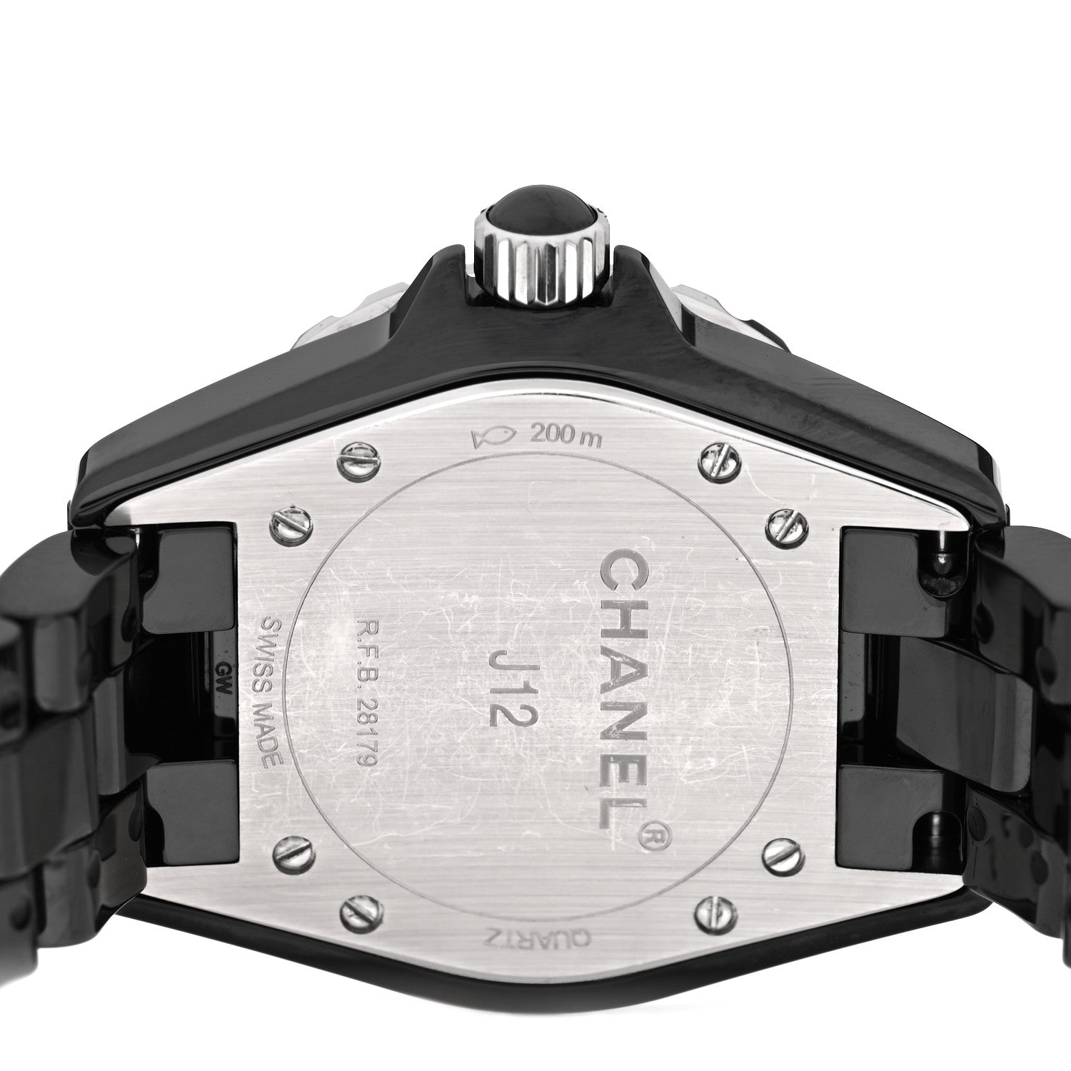 Chanel Stainless Steel Ceramic Diamond 33mm J12 Quartz Watch Black
