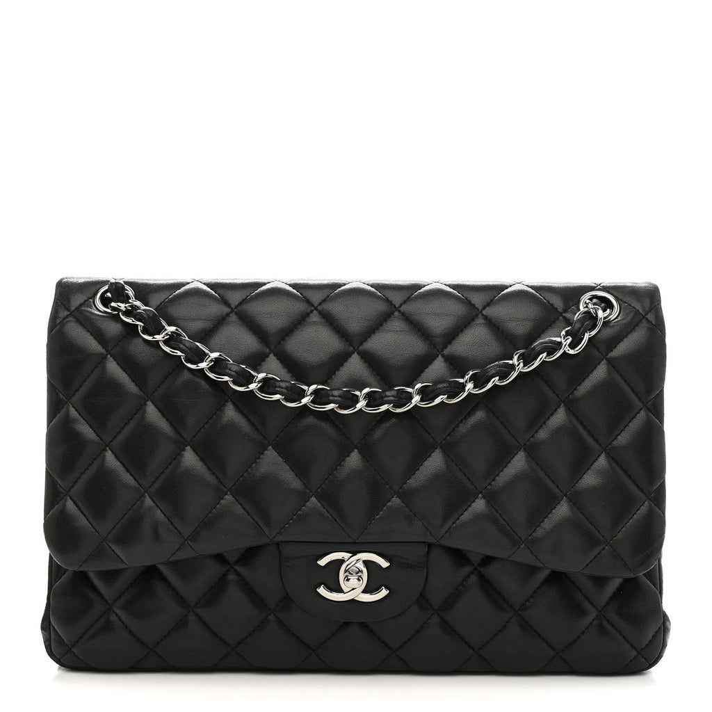 Chanel Lambskin Quilted Jumbo Double Flap Black