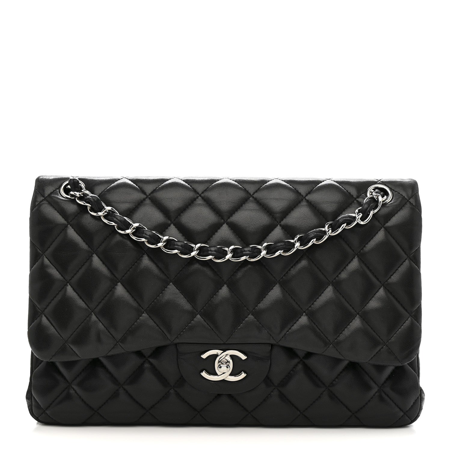 Chanel Lambskin Quilted Jumbo Double Flap Black