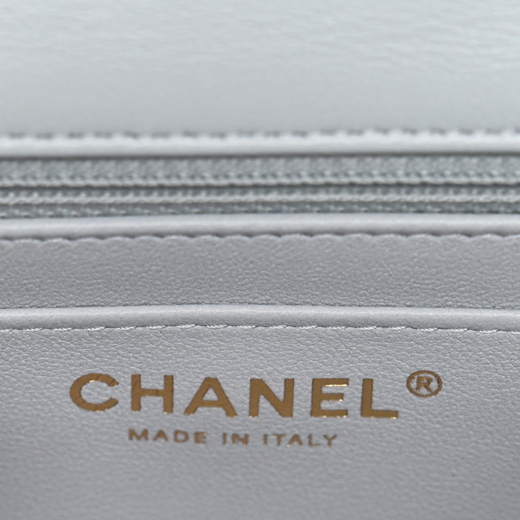 Chanel Lambskin Quilted Extra Mini Rectangular Flap Light Blue