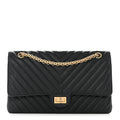Chanel Crumpled Calfskin Chevron Quilted 2.55 Reissue 226 Black