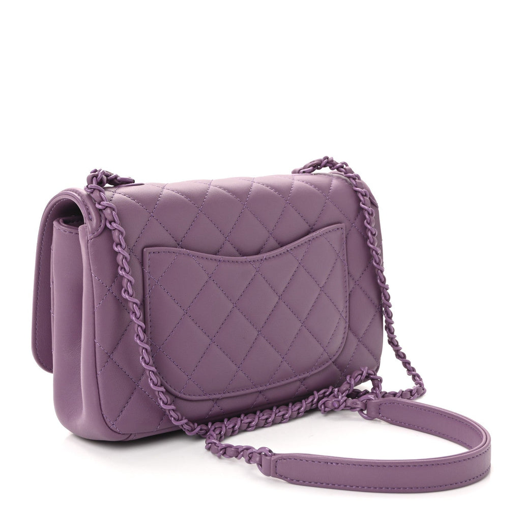 Chanel Lambskin Quilted Small CC Filigree Flap Purple