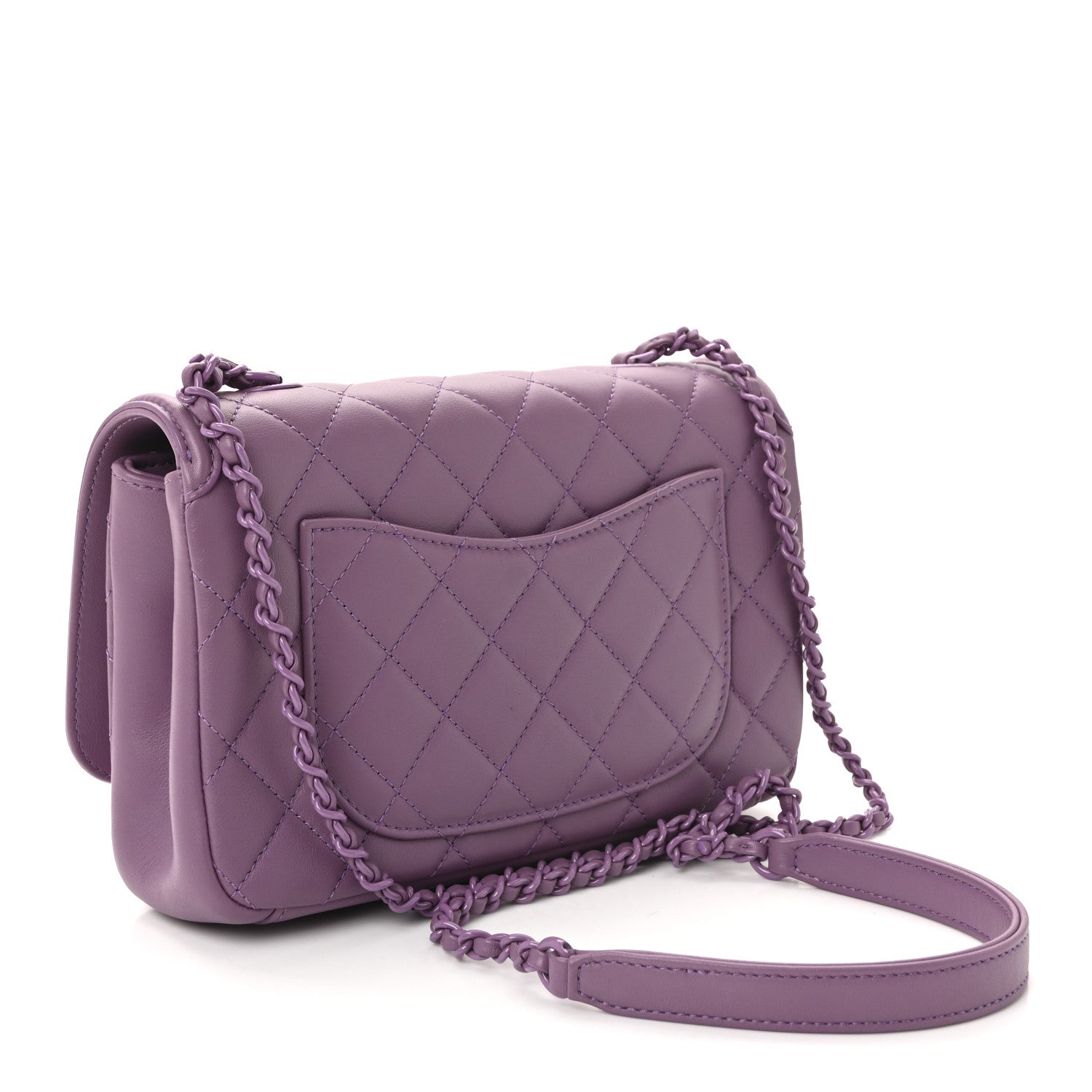 Chanel Lambskin Quilted Small CC Filigree Flap Purple