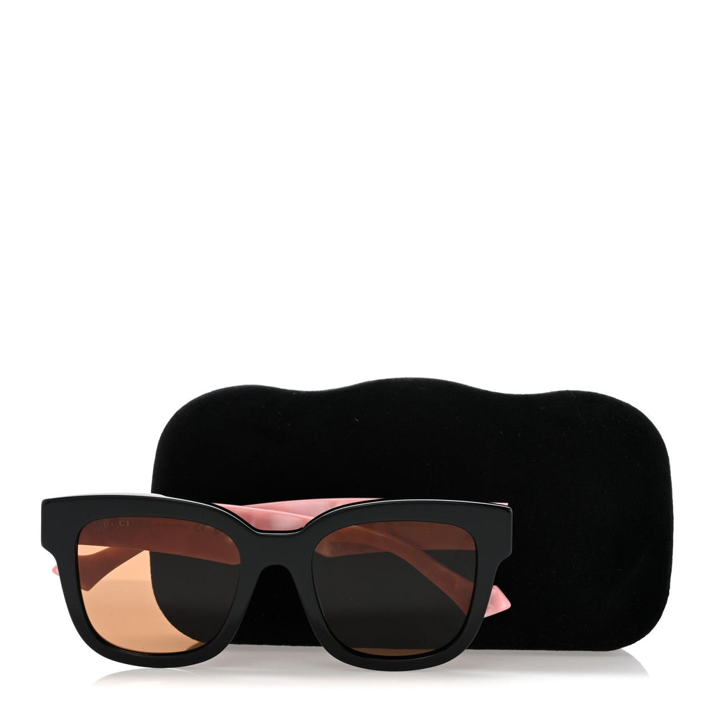 Gucci Rectangle 52mm Frame Sunglasses GG0998/S Black Pink