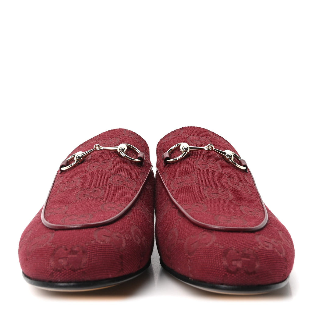 Gucci GG Monogram Canvas Womens Princetown Slippers 37.5 Ancora