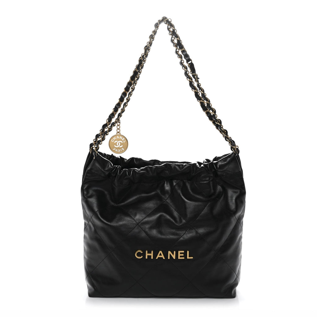 Chanel Shiny Calfskin Quilted Small Chanel 22 Black