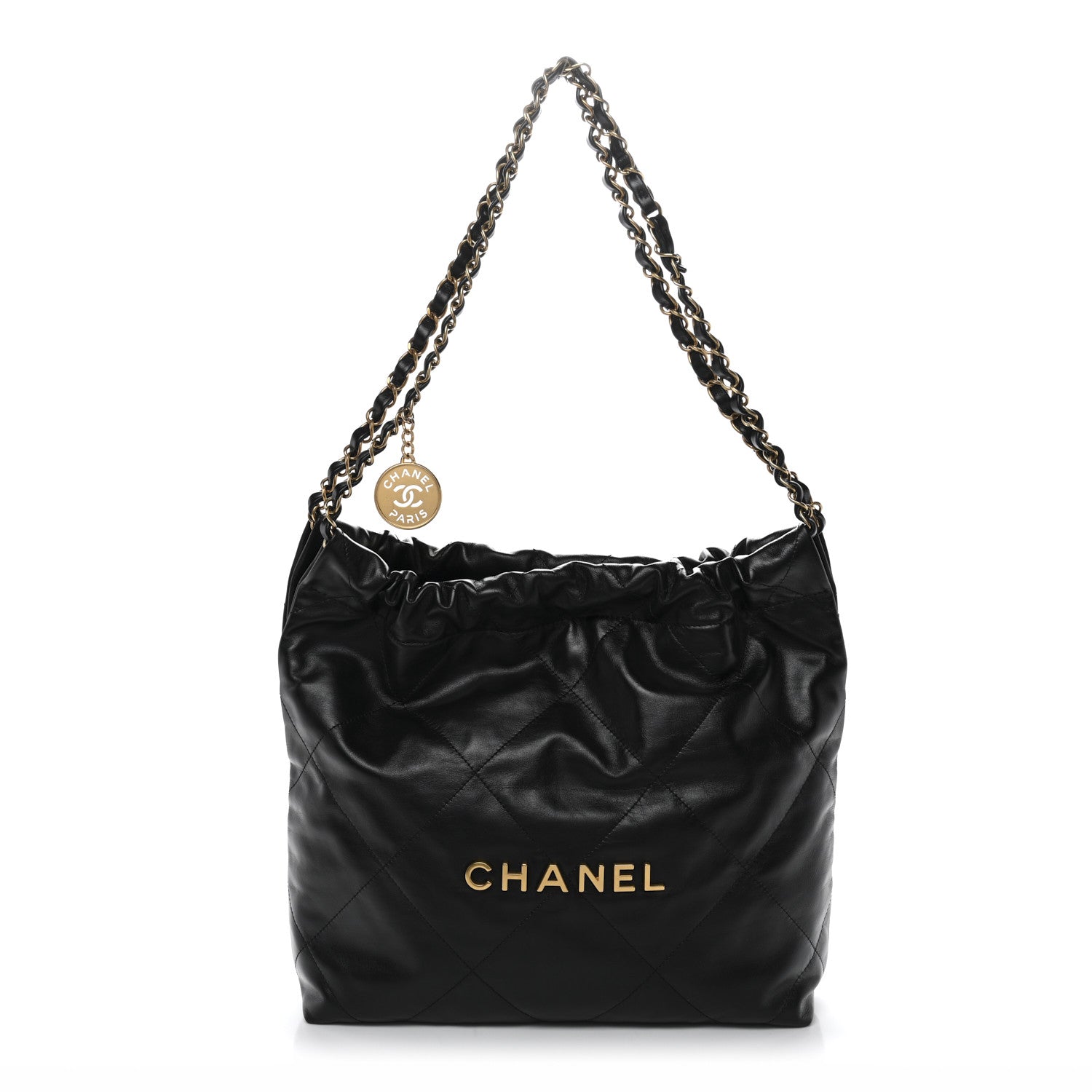 Chanel Shiny Calfskin Quilted Small Chanel 22 Black