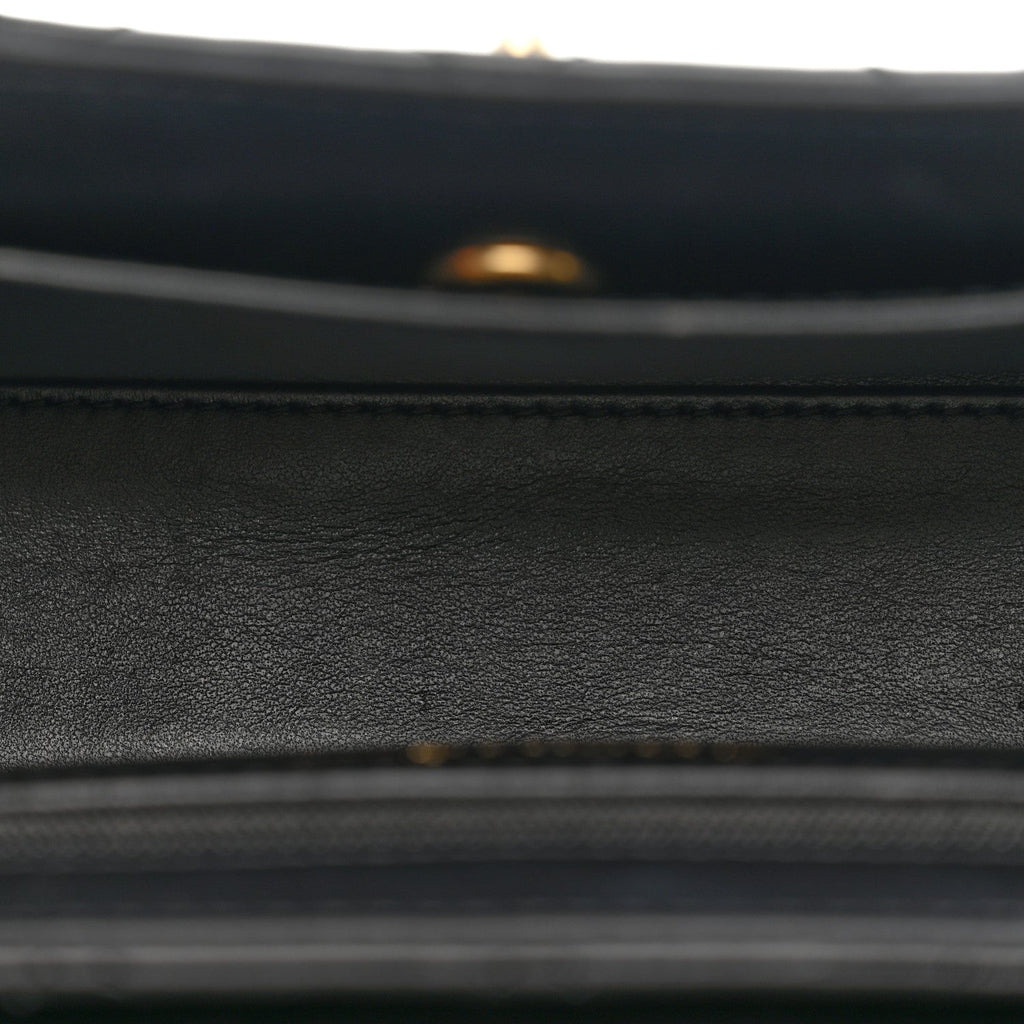 Chanel Shiny Aged Calfskin Quilted Nano Kelly Shopper Black