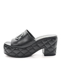 Lambskin Quilted CC Platform Mules 41 Black