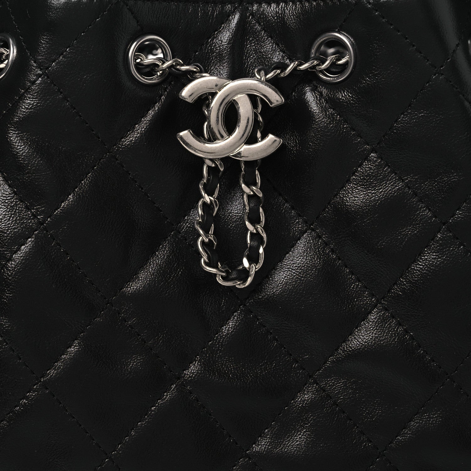 Chanel Shiny Crumpled Calfskin Quilted Small Chanel 25 Handbag Black