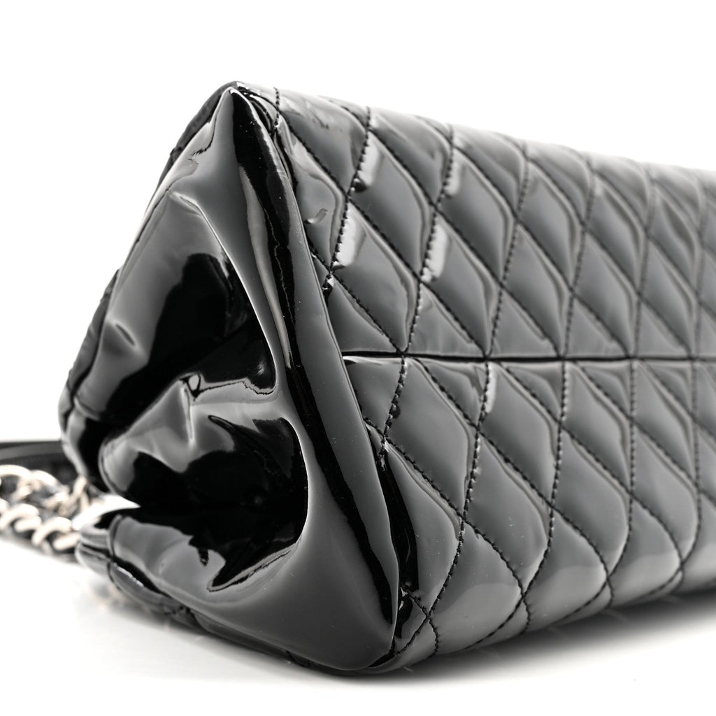 Chanel Patent Quilted Small Just Mademoiselle Bowling Bag Black