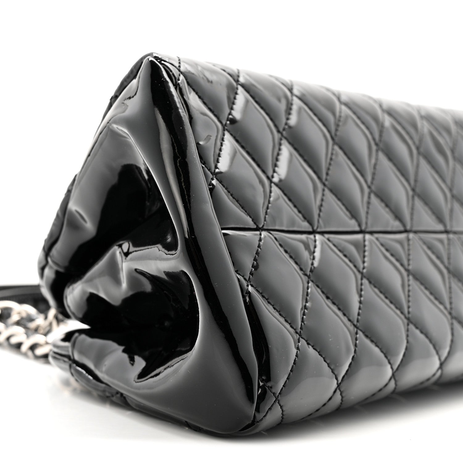 Chanel Patent Quilted Small Just Mademoiselle Bowling Bag Black