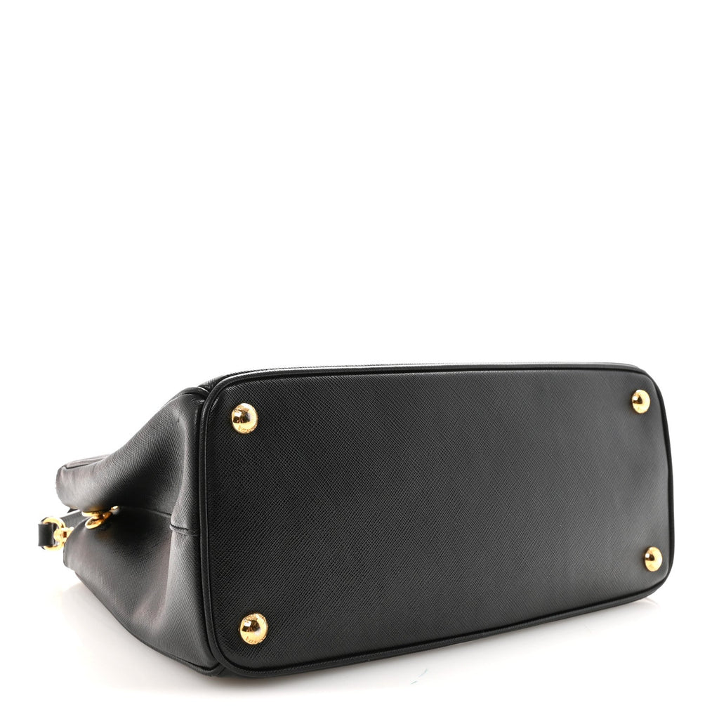 Prada Saffiano Small Galleria Double Zip Tote Black