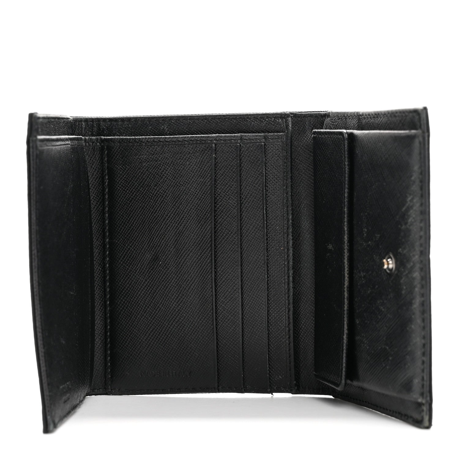 Prada Tessuto Nylon Tri-Fold Compact Wallet  Black