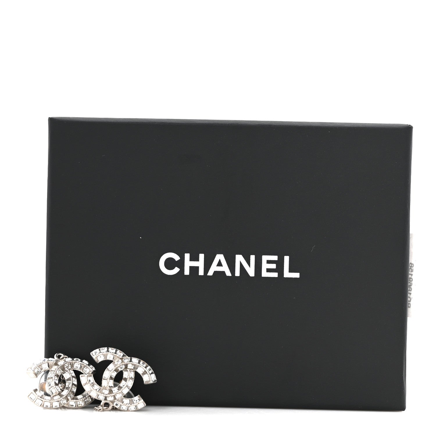 Baguette Crystal CC Drop Earrings Silver