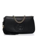 Gucci Pebbled Calfskin Medium Soho Flap Crossbody Black