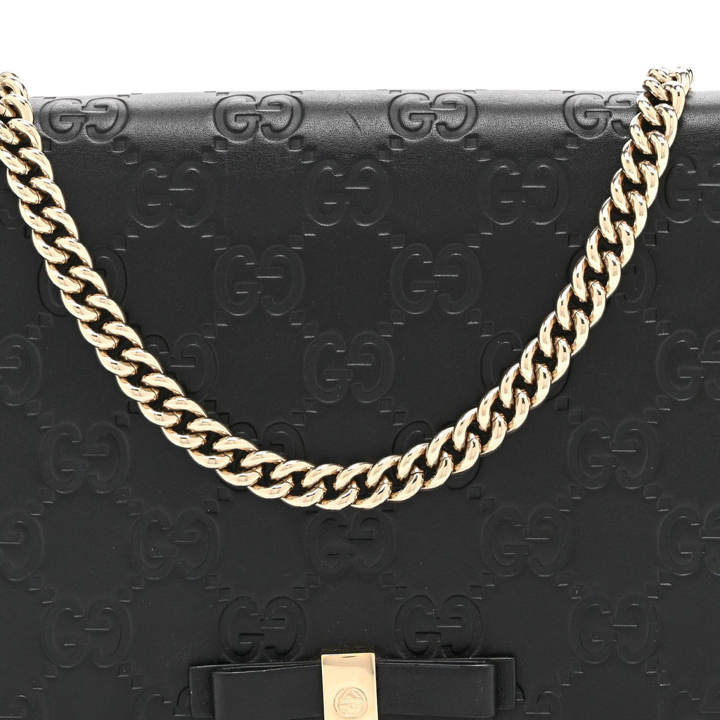 Gucci Guccissima Signature Bowy Chain Wallet Black