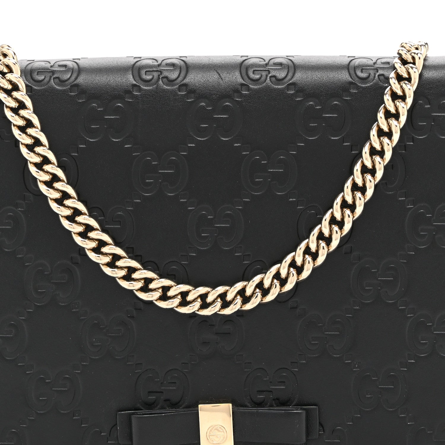 Gucci Guccissima Signature Bowy Chain Wallet Black