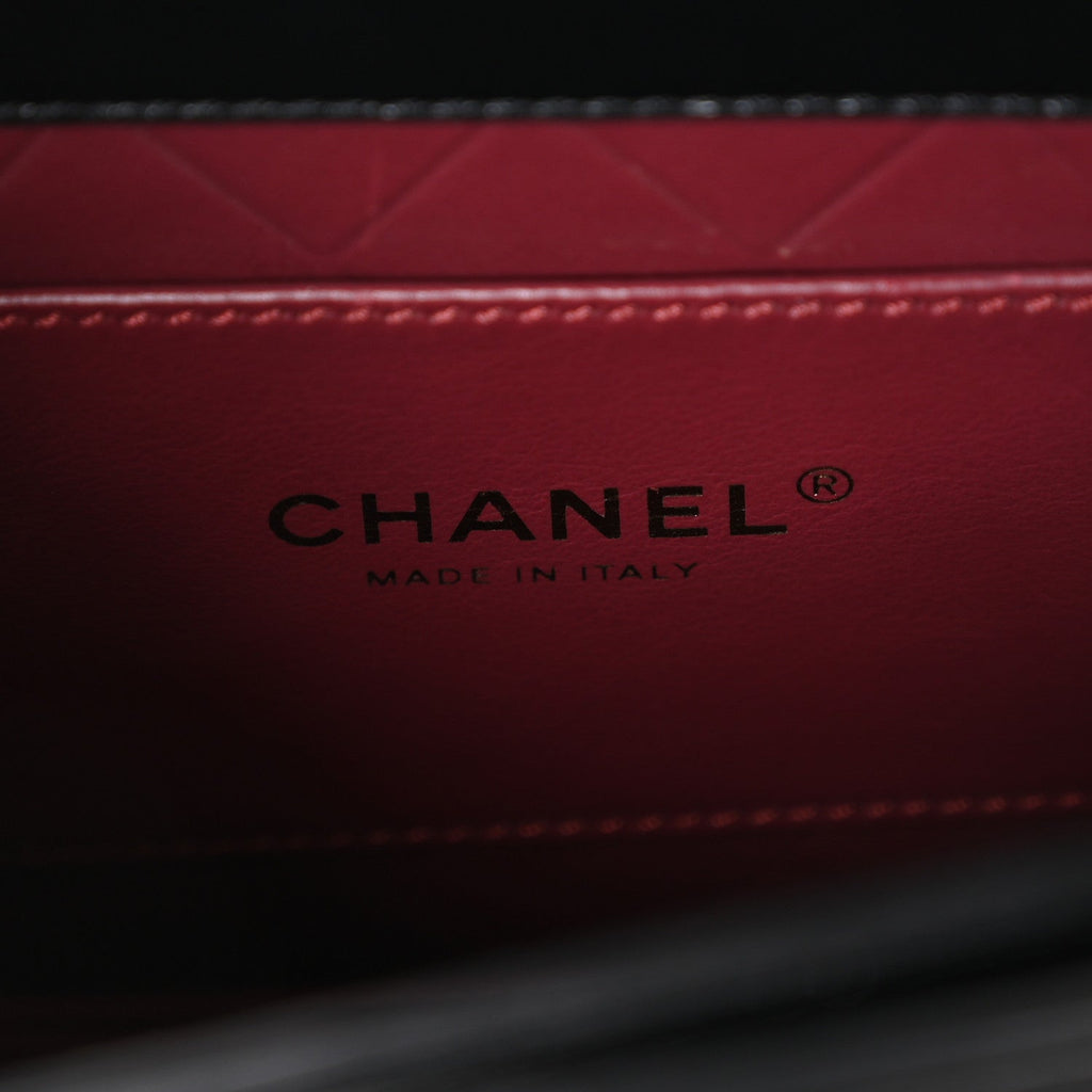 Chanel Shiny Calfskin Quilted Buckle Moon Messenger Black