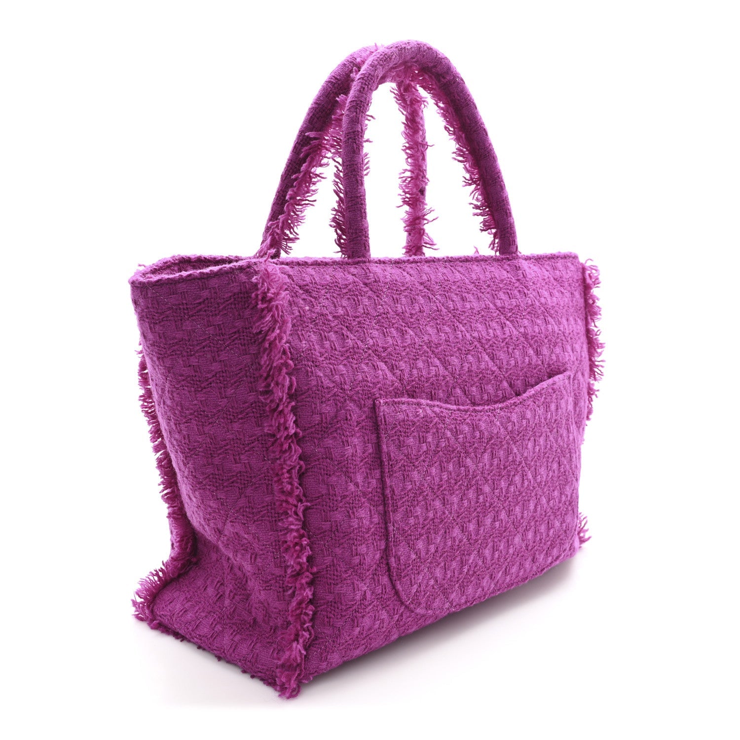 Chanel Wool Tweed Large Zipped Shopping Tote Magenta