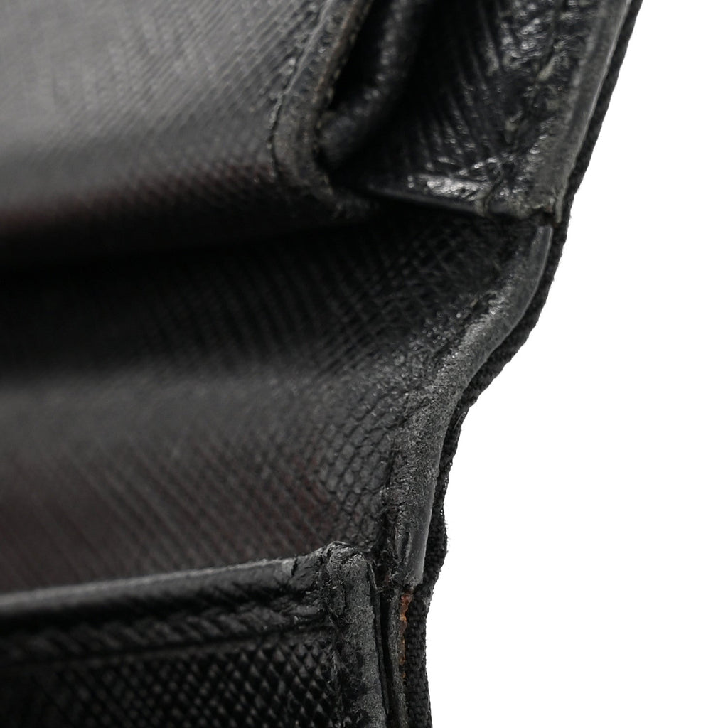 Prada Tessuto Nylon Tri-Fold Compact Wallet  Black