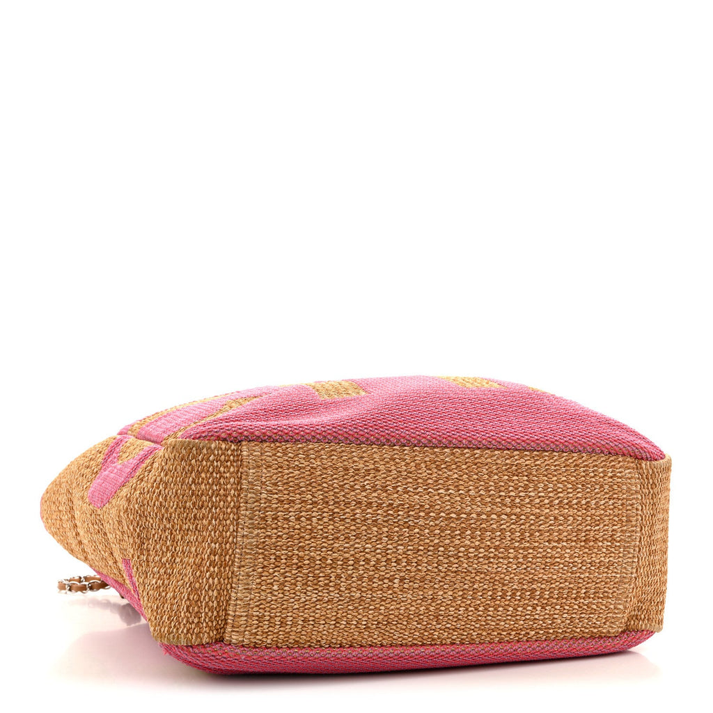 Chanel Mixed Fibers Large Shopping Bag Pink Beige