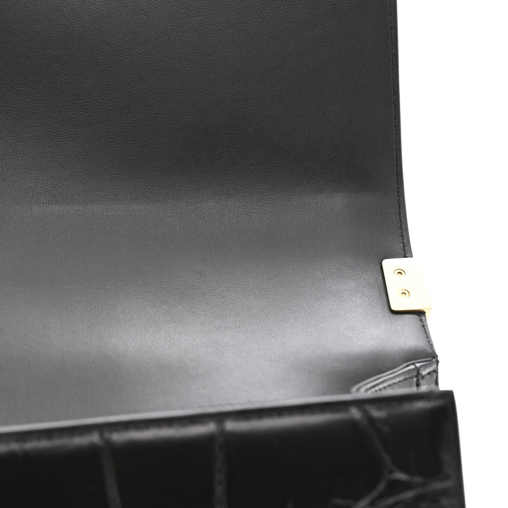 Chanel Calfskin Crocodile Embossed Graffiti Cocodile Medium Boy Flap Black