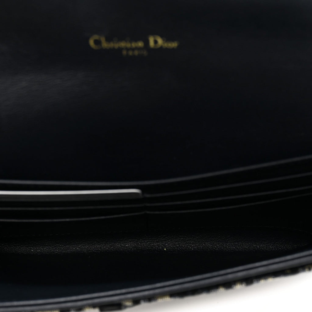 Christian Dior Oblique Saddle Chain Long Wallet Blue
