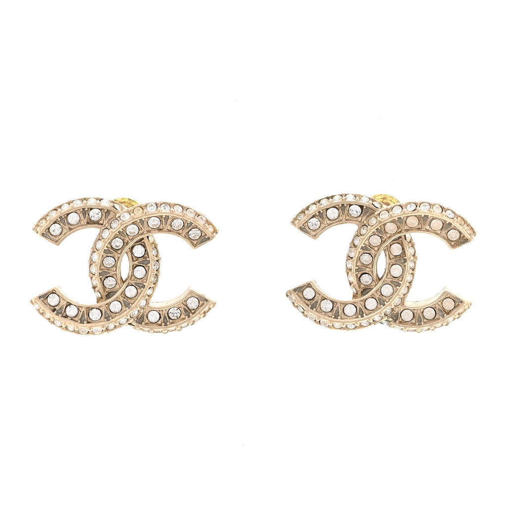 Crystal Timeless CC Earrings Light Gold