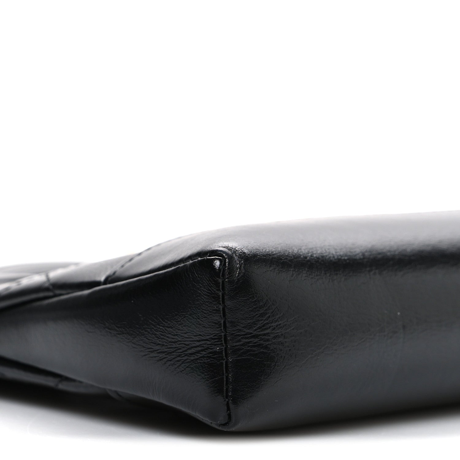 Chanel Shiny Crumpled Calfskin Quilted Nano 31 Shopping Bag Black